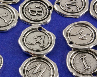 Wax Stamp Alphabet Charms, 1 or 5 pcs, Initial Charm, Letter Charm, Initial Pendant, Letter Pendant, Alphabet Pendant B15777