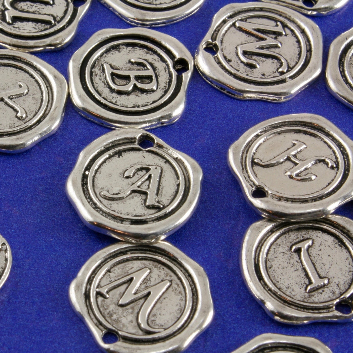 Wax Stamp Alphabet Charms, 1 or 5 pcs, Initial Charm, Letter Charm, Initial Pendant, Letter Pendant, Alphabet Pendant B15777