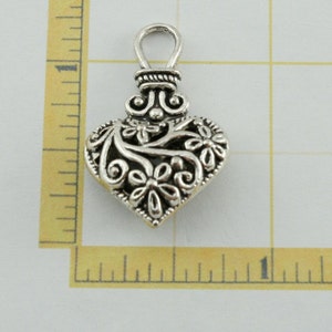 5 pcs Filigree Heart Charm, Puffed Heart Pendant, Antiqued Sliver Heart AS-B23064H-8S image 3