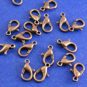 25, 50 or 100 pcs- 12mm Antique Copper Lobster Clasp, 12mm Lobster Clasp, Copper Clasp- AC-B04485