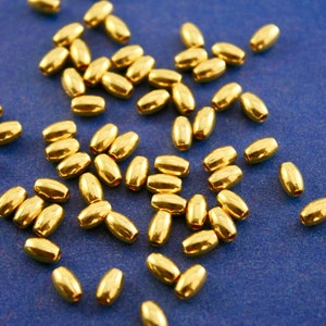 50 pcs -6mm Gold Plated Barrel Spacer Beads, Gold Oval Spacer Beads, 6mm x 4mm, Hole: Approx 1.3mm- GP-B0102493