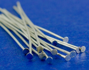 50 pcs -Silver Plate Head Pins 45mm (1-3/4") long, 0.7mm (21 gauge)- SP-B13034