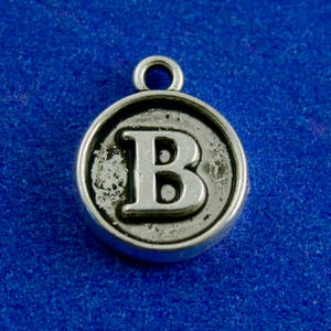 4 pieces Letter &#39;B&#39; Antique Silver Round Alphabet/Letter Pendants 12mm- AS-B0085864