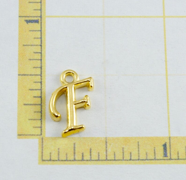 Gold Alphabet Initial Charm Monogram F Letter F 1 or 4pcs- F Script Initial