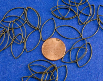 25 pcs -Antique Bronze Closed Soldered Jump Rings Leaf Shaped Jumps, Elliptical Connectors, 22mm (7/8") x 11mm (3/8") AB-B0094267