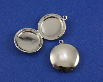 2 pcs -Silver Locket, 25mm Round Locket, Silver Plate Locket, 2 Photo Locket, 2 Picture Locket, 25mm Locket Pendant- SP-KK-F010