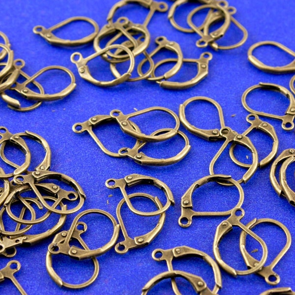 10, 20 or 30 pair - Antique Brass Lever Back Earring Wires 16x10mm (5/8"x3/8") - AB-B16948