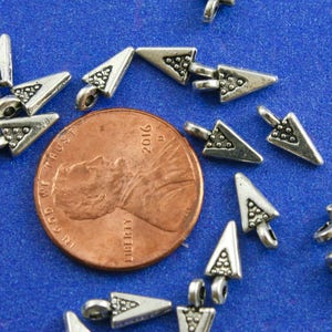 20 pcs -Teeny Tiny Silver Arrow Charms, Silver Bail, Antique Silver Arrow Pendants , Tiny Glue on Bail, 9mm x 4mm- AS-B00368