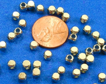 10 pieces -Silver Tone Square Beads, Copper Base Metal, 4mm (1/8") x 4mm (1/8"), Hole: Approx 2.1mm- S-B0108389