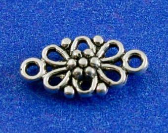 20 Antique Silver Pewter Rose Link Connectors - Jewelry Making Findings, Craft Supplies