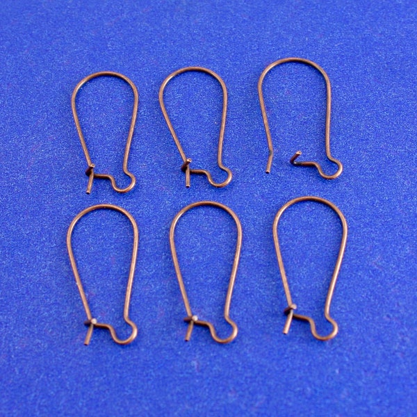 10, 20, 40 pair- 37mm Antique Copper Kidney Ear Wires, 37 x 16mm, Kidney Hoop Earrings, Copper Earrings- AC-B21279