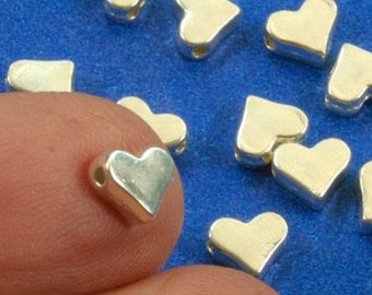 20 pcs -Silver Plated Heart Spacer Beads, Tiny Heart Silver Heart Beads, 7mm x 6mm, Hole 1.4mm, SP-B0087371