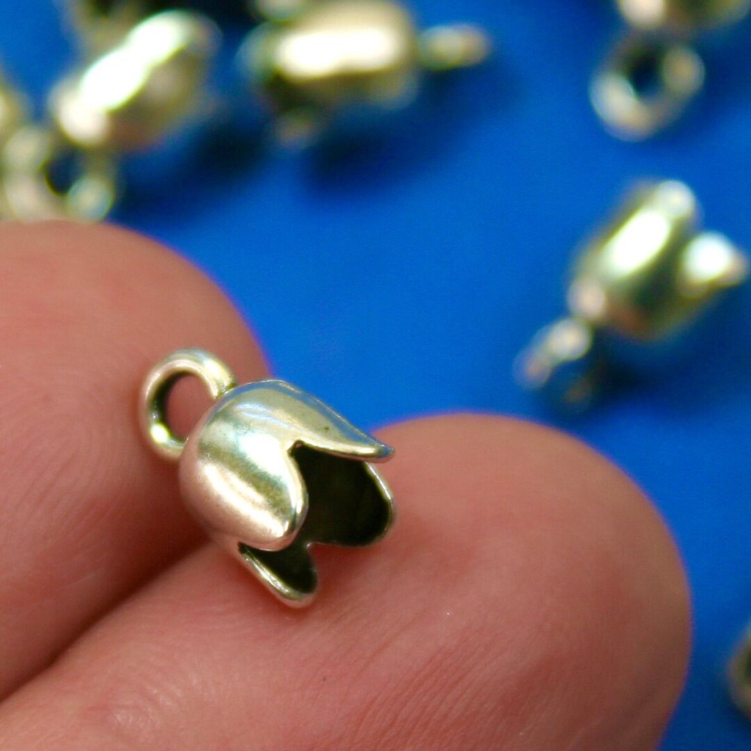 25 Pieces antique Silver Floral Cord End Caps, Flower Cord Caps fits 5