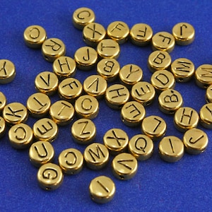 10 pcs -Gold Alphabet Beads, 6mm Round, Gold Letter A-Z You Choose- GP-B29985