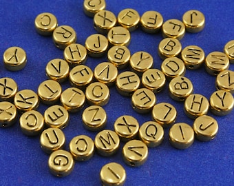 10 pcs -Gold Alphabet Beads, 6mm Round, Gold Letter A-Z You Choose- GP-B29985