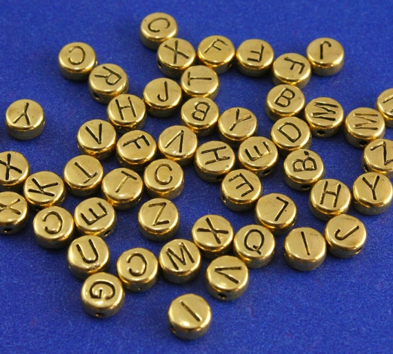 10 pcs -Gold Alphabet Beads, 6mm Round, Gold Letter A-Z You Choose- GP-B29985