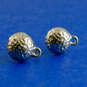 5 pair/ 10 pcs -Hammered and Domed Ear Post Stud Silver Earrings Findings Round Silver Tone with Loop 13mm (1/2&quot;) x 10mm (3/8&quot;)- SP-B0098968