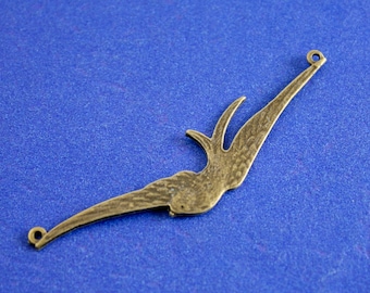 5 pcs -Antique Brass Flying Swallow Pendant, 60mm x 14mm (2-3/8" x 1/2"), Antique Bronze Soaring Bird Charms- AB-B13220