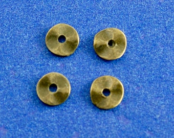 25 pcs -Antique Brass Spacer Beads, Bronze Round Wavy Spacer Beads, 6mm (1/4") Dia, Hole: 1.5mm-  ABP-B0091269