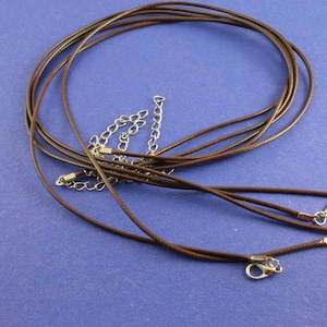 5 pcs -Brown Wax Cord Necklace Blank, 18&quot;-20&quot;, Brown Faux Leather Premade Necklace- WC-B15843