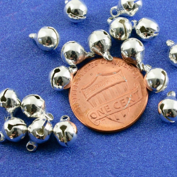 25 pcs -Silver Plated Bell, Tiny Jingle Bell, Christmas Bell,  9mm x 6mm (3/8" x 1/4")- SP-B0093808
