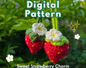 PDF PATTERN - Amigurumi Sweet Strawberry Charm Crochet Pattern