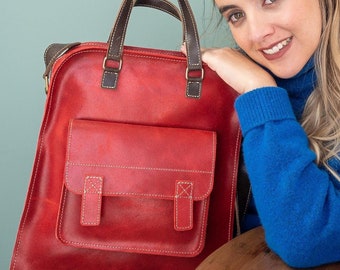 Vintage 70s 80s Disco Red Trapezoid Leather Shoulder Bag Handbag Purse |  eBay