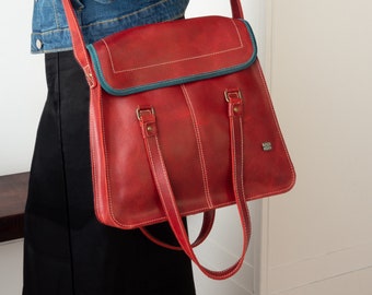 Women leather bag, cross body handbag, leather purse for work, red leather bag, shoulder bag women, women purses, cowhide purse, work bag