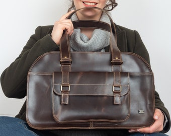 Womens overnight bag, Leather weekend bag for women, brown bag vintage travel weekender, large handbag, work travel bag women, duffel bag