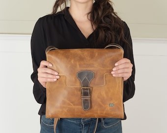 Tan leather crossbody bag women, crossbody purse everyday, large leather crossbody, distressed leather bag for jeans, messenger bag women