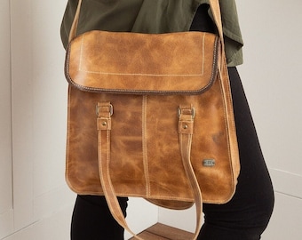 Vintage Tan Crossbody Purse with Top Handle, Small Retro Handbag for Everyday, Tan leather handbag with adjustable strap, Women Work Bag