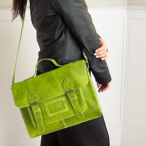 Sac à dos en cuir vert pour femme, sacoche vintage pour ordinateur portable, sacoche convertible en cuir pour l'école, sac de travail pour femme
