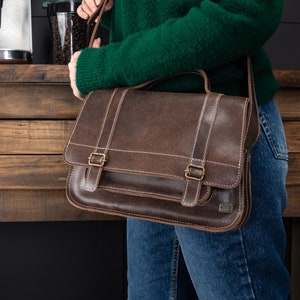 Retro Brown Leather Mini Satchel Bag Small Vintage Crossbody Purse, Cute Mini Messenger bag for Women image 5