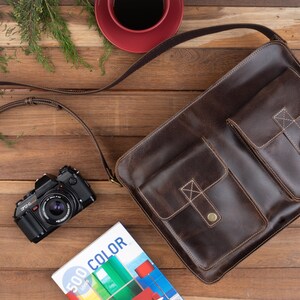 Red leather messenger bag, leather laptop bag for women, cross body work bag, graduation gift, leather shoulder bag women, casual crossbody Brown