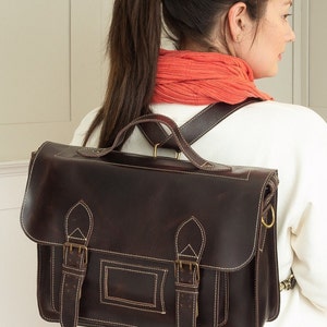 Laptop leather backpack, leather satchel bag, women crossbody bag, vintage leather bag, satchel purse for women, leather bag for work, gift Brown