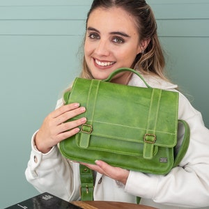 Crossbody purse, small leather purse, lime green small leather bag, leather satchel woman, vintage crossbody bag, travel light women bag image 10