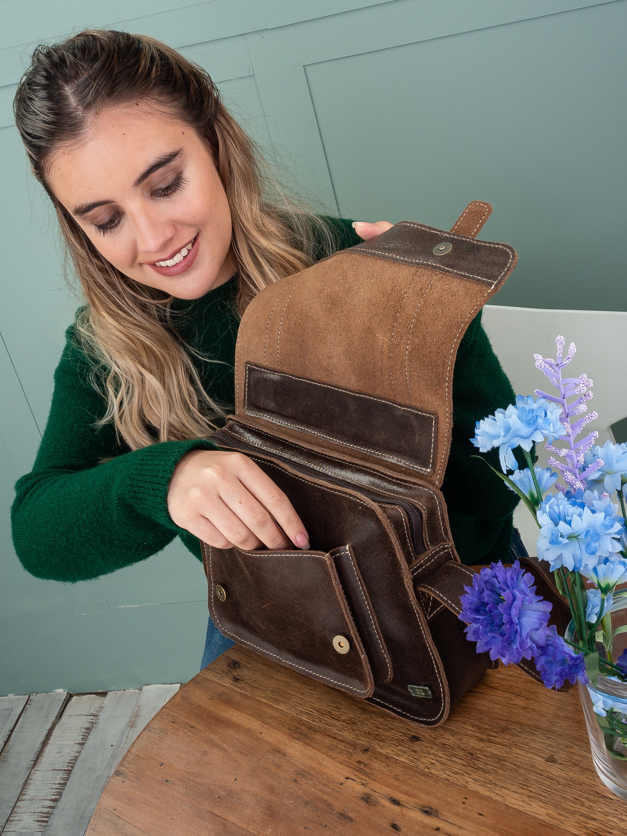 Retro School Bag Dark Brown Leather - Small Satchel Bag