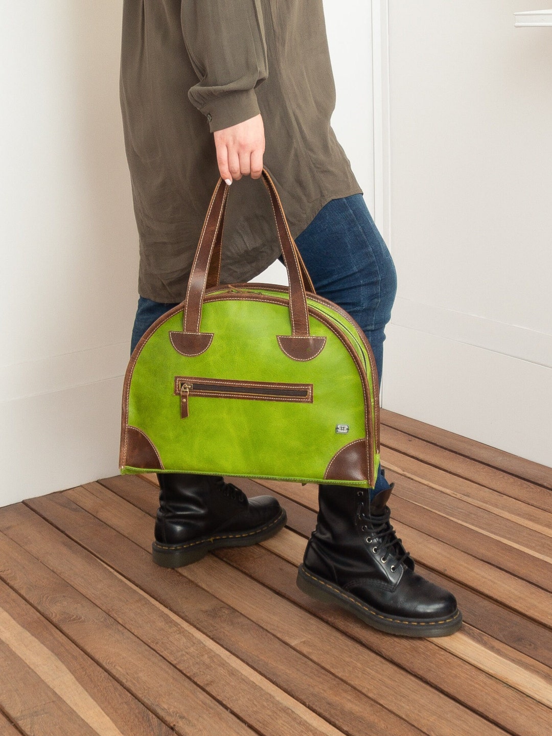 Vintage Shoulder Bag For Women, Embroidered Letter Bowling Bag