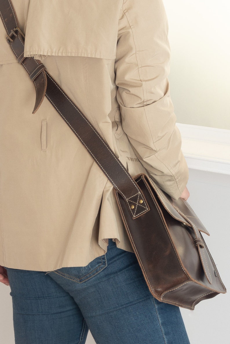 Rustic Brown Messenger Bag, Vintage Inspired with Flap Closure Small Shoulder Bag, Small Crossbody Bag, Women Shoulder Bag image 7