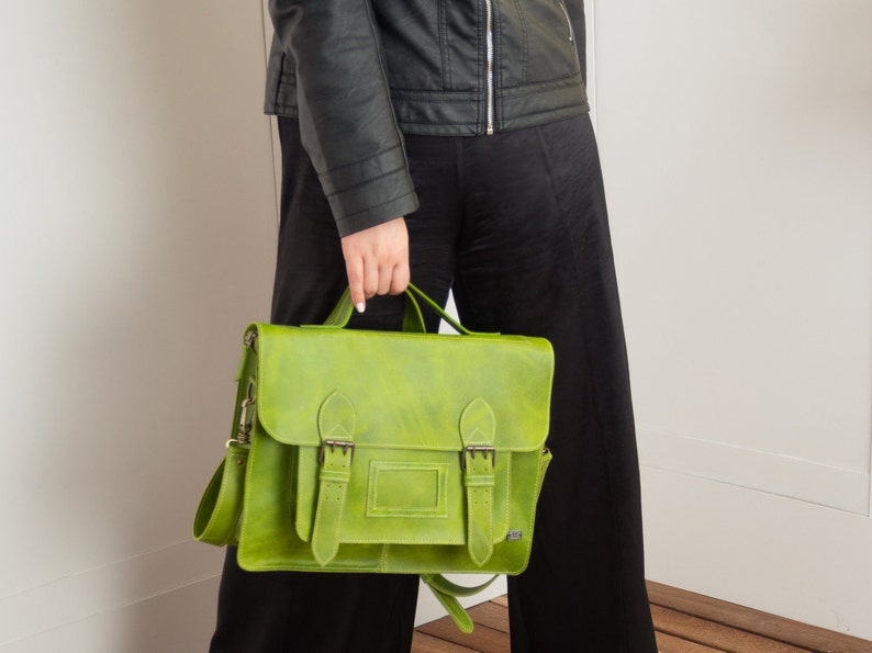 Laptop leather backpack, leather satchel bag, women crossbody bag, vintage leather bag, satchel purse for women, leather bag for work, gift image 2