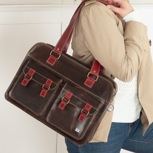 Personalized Brown Tote Bag Colorful Leather handbag for Women Custom Engraving Available image 7