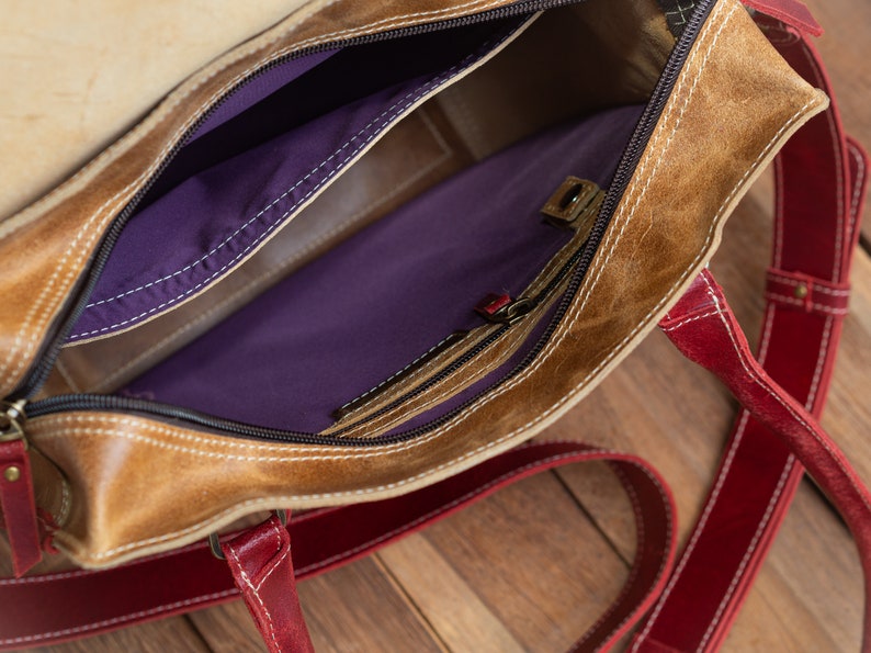 Leather shoulder bag blue leather handbag for women laptop Etsy