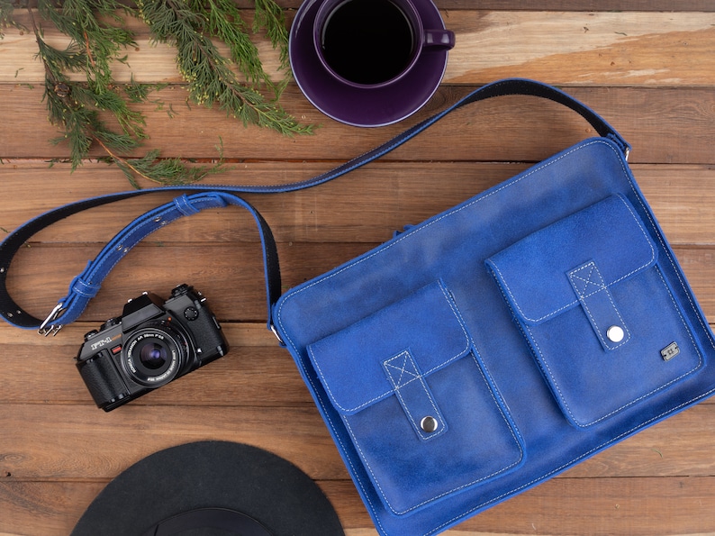 Sky Blue laptop bag women, blue leather messenger bag, soft leather messenger laptop bag, messenger purse woman, blue laptop bag for work Sky Blue