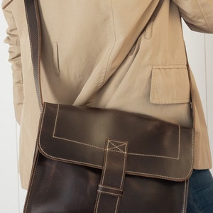 Rustic Brown Messenger Bag, Vintage Inspired with Flap Closure Small Shoulder Bag, Small Crossbody Bag, Women Shoulder Bag image 8