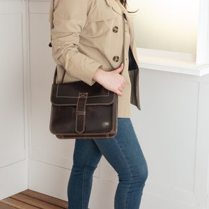 Rustic Brown Messenger Bag, Vintage Inspired with Flap Closure Small Shoulder Bag, Small Crossbody Bag, Women Shoulder Bag image 4