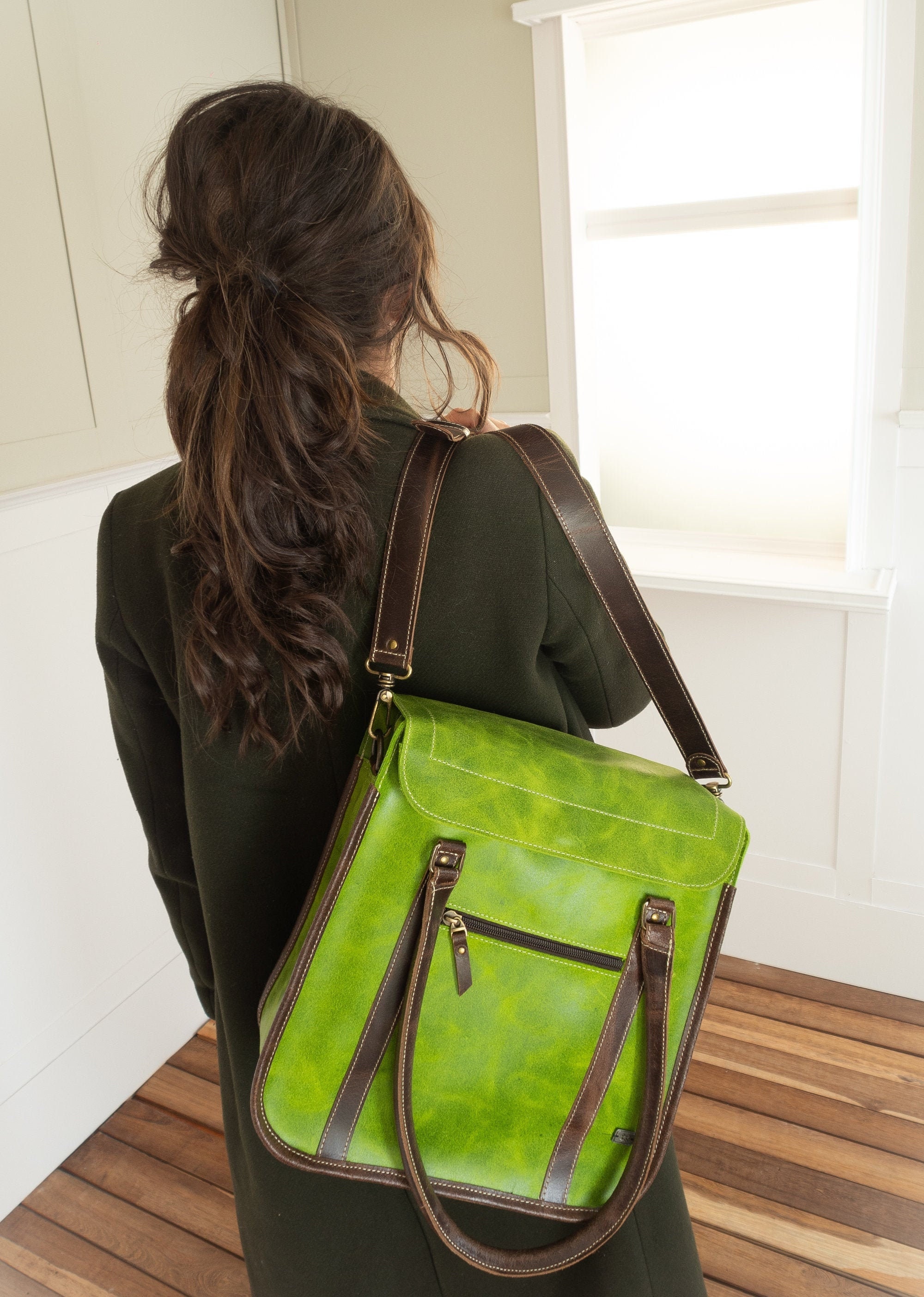 Laptop bag women green women laptop bag laptop leather Etsy