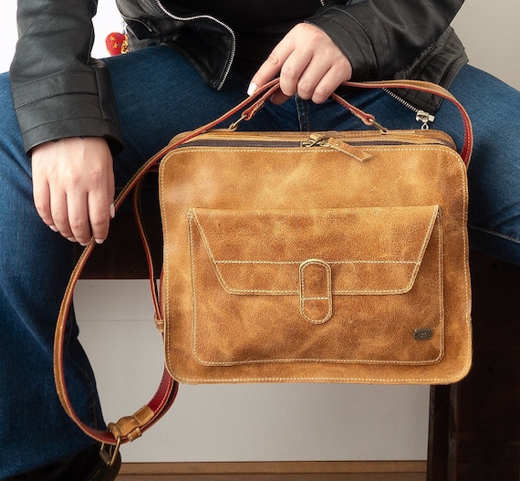 Tan Leather satchel handbag Stylish Shoulder Bag for School or Work Vintage style Crossbody Bag Etsy Mexico