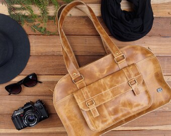 Women weekend bag, Overnight Travel Bag, Leather Travel Bag For One Day, Vintage Duffel Bag, Brown Stunning Bag, Small Trip Weekend Handbag