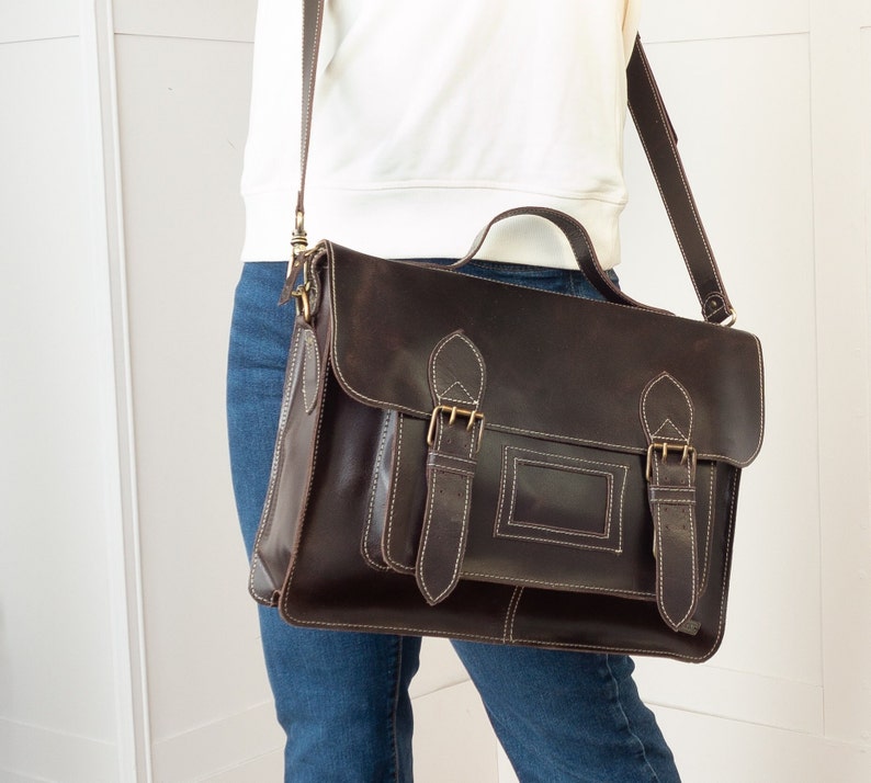 Leather satchel backpack, vintage backpack red leather, laptop bag for work, bag briefcase women, messenger bag women, convertible backpack image 8