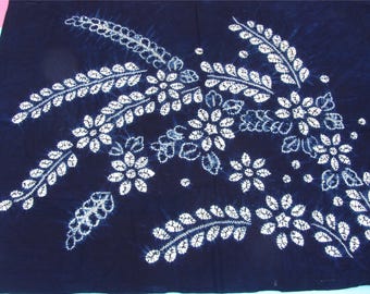 Blue Dyed Fabric, Hand Dyed indigo  Shibori Fabric ,100% cotton fabriic,flower Fabric -150cm*110cm FOR SALE